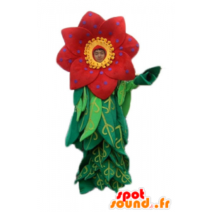 Mascot beautiful red and yellow flower with leaves - MASFR24250 - Mascots of plants