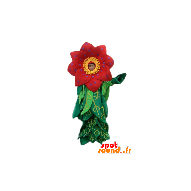 Mascot hermosa flor roja y amarilla con hojas - MASFR24250 - Mascotas de plantas