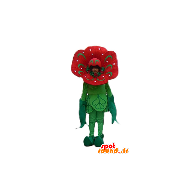 Mascot red and green flower, giant tulip - MASFR24251 - Mascots of plants