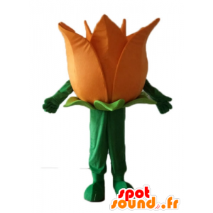 Mascot mooie oranje en groene bloem, reus - MASFR24253 - mascottes planten