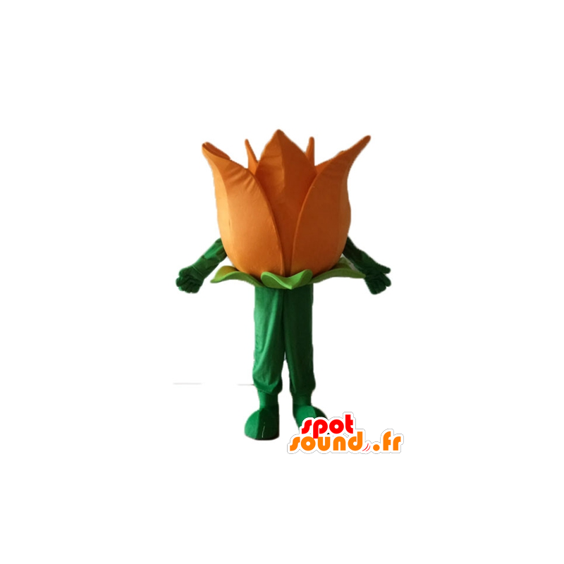 Mascot bonita flor anaranjada y verde, gigante - MASFR24253 - Mascotas de plantas