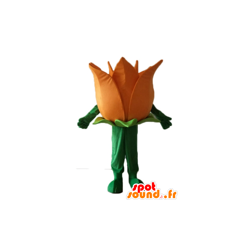 Maskotti melko oranssi ja vihreä kukka, jättiläinen - MASFR24253 - maskotteja kasvit