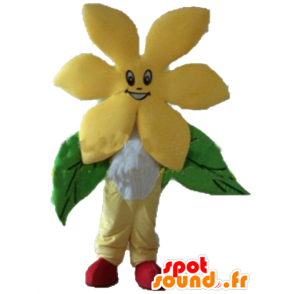Bel fiore mascotte gialla, molto allegro - MASFR24254 - Mascotte di piante