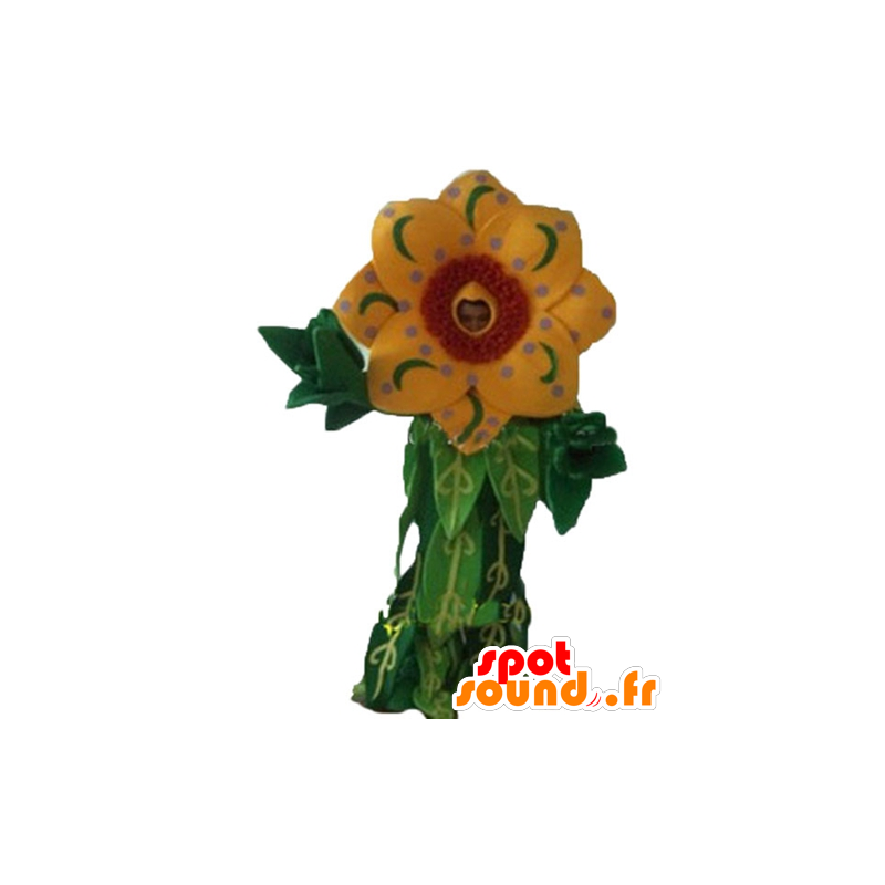 Mascot bel fiore giallo e rosso con foglie - MASFR24256 - Mascotte di piante