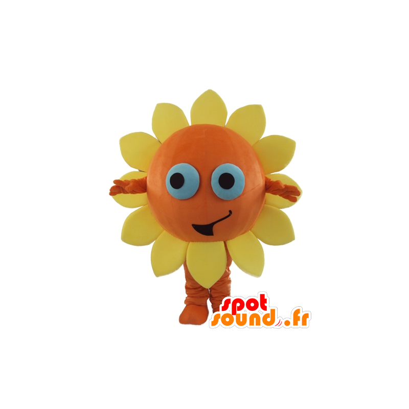 Oranje en gele bloem Mascot, zonnig, vrolijk - MASFR24257 - mascottes planten