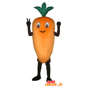 Mascotte de carotte orange géante et souriante - MASFR24261 - Mascotte de légumes