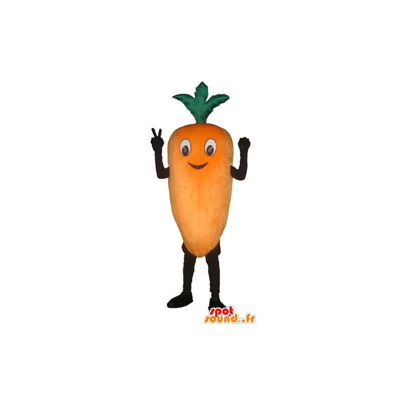 La mascota de naranja zanahoria gigante y sonriente - MASFR24261 - Mascota de verduras