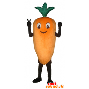 Mascotte de carotte orange géante et souriante - MASFR24261 - Mascotte de légumes