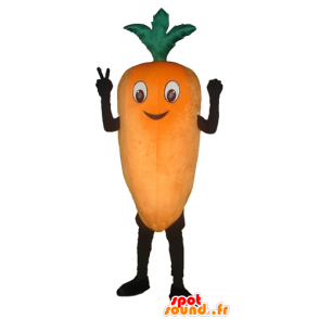 Mascotte gigante arancione carota e sorridente - MASFR24261 - Mascotte di verdure
