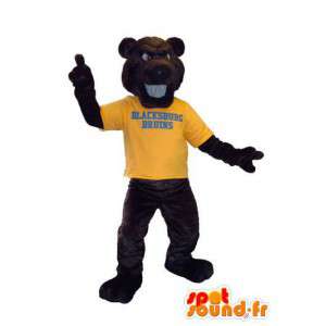 Brun bjørn maskot ser grim ud - Spotsound maskot kostume