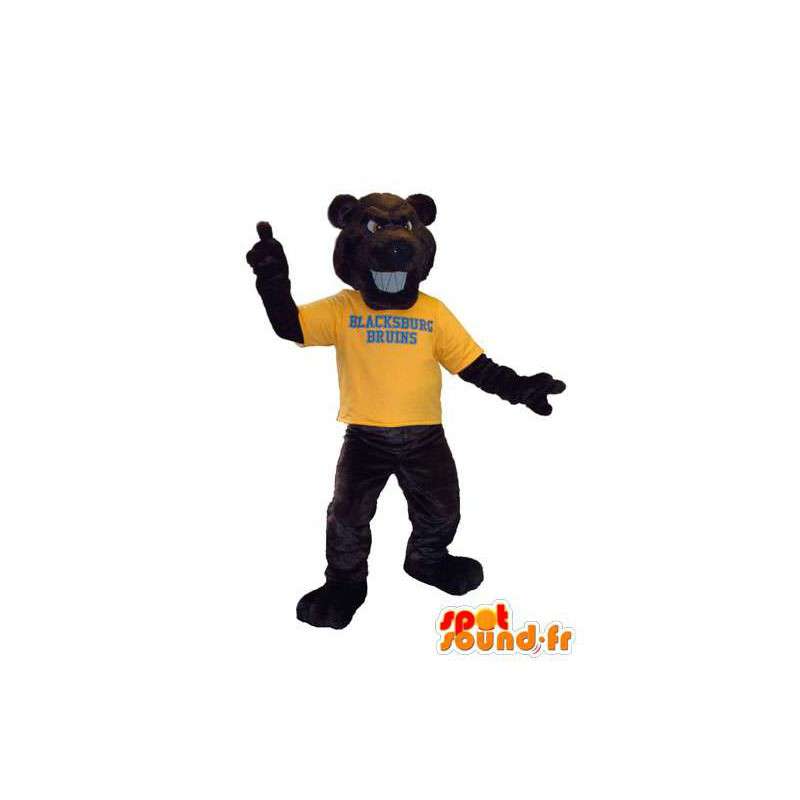 Van de bruine beer mascotte om gemeen te kijken - MASFR006648 - Bear Mascot