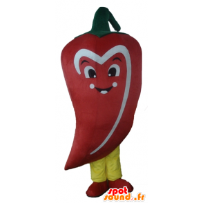 Mascot red pepper, white and green giant - MASFR24262 - Mascot of vegetables