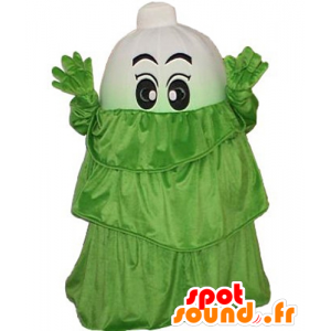 Leek mascot, white vegetable, with a green dress - MASFR24263 - Mascot of vegetables