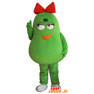 Bean mascot, green potatoes, giant, with a red bow - MASFR24264 - Fruit mascot