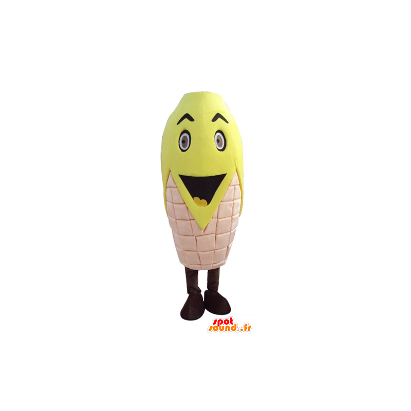 Cob mascot pink and yellow corn, impressive - MASFR24267 - Food mascot