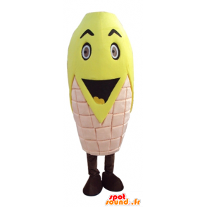 Cob mascot pink and yellow corn, impressive - MASFR24267 - Food mascot