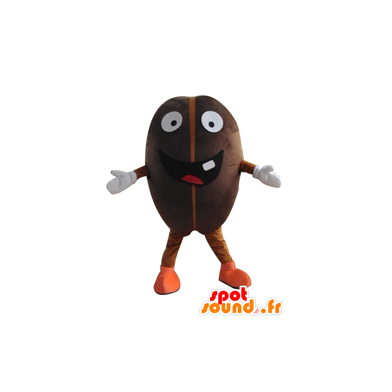 Cocoa bean mascot, giant coffee bean, cheerful - MASFR24270 - Fruit mascot