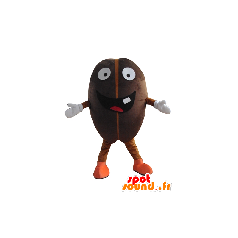 Mascot kakaobønne, kæmpe kaffebønne, meget smilende - Spotsound