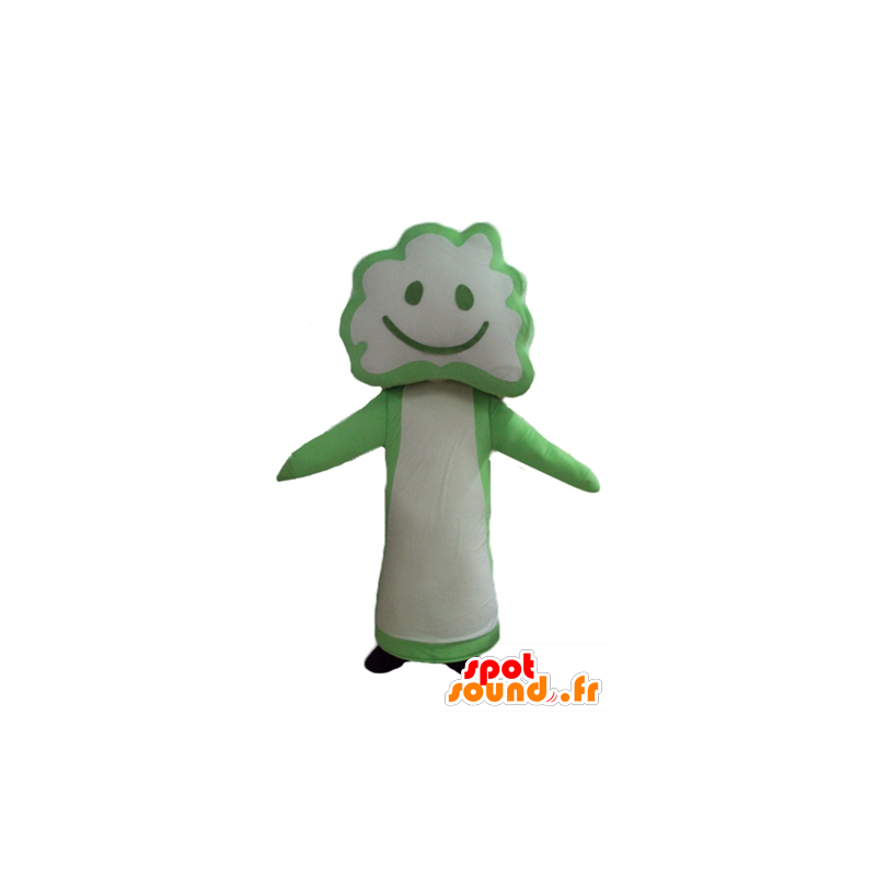 Mascotte d'arbre, de fleur, de brocoli, vert et blanc - MASFR24271 - Mascottes de plantes