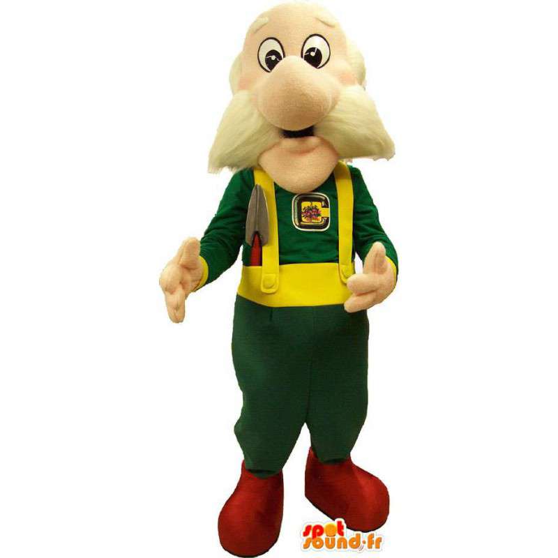 Mascotte de vieil homme en salopette verte - MASFR006649 - Mascottes Homme