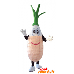 Leek maskot, hvit grønnsaker, rosa og grønt - MASFR24274 - vegetabilsk Mascot