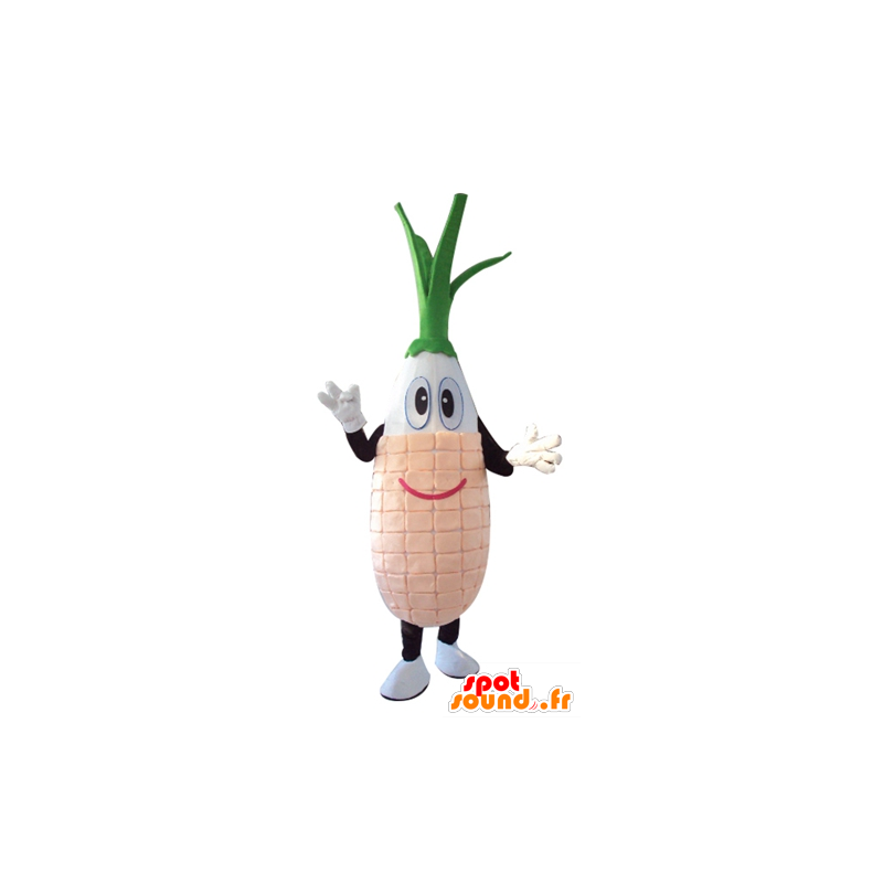 Leek mascot, white vegetable, pink and green - MASFR24274 - Mascot of vegetables