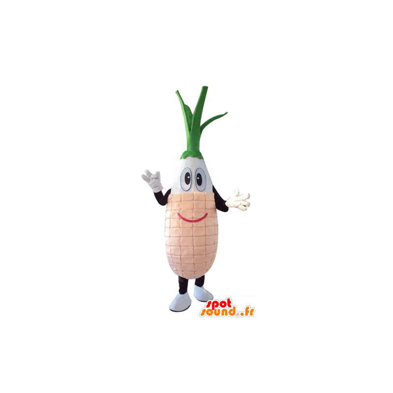 Leek maskot, hvit grønnsaker, rosa og grønt - MASFR24274 - vegetabilsk Mascot