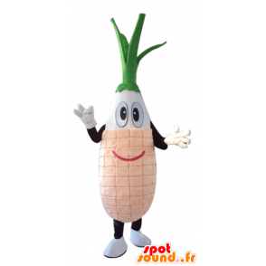 Leek mascot, white vegetable, pink and green - MASFR24274 - Mascot of vegetables
