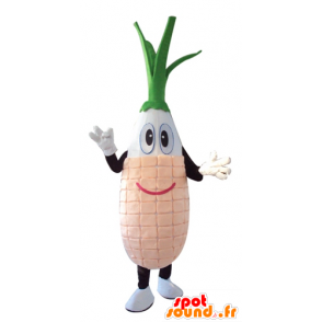 Leek maskot, hvit grønnsaker, rosa og grønt - MASFR24274 - vegetabilsk Mascot