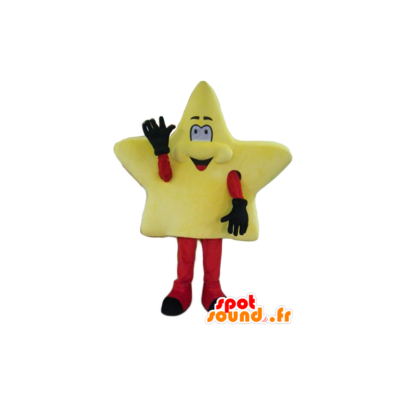 Mascot gigantisk gul stjerne, søt og smilende - MASFR24276 - Ikke-klassifiserte Mascots