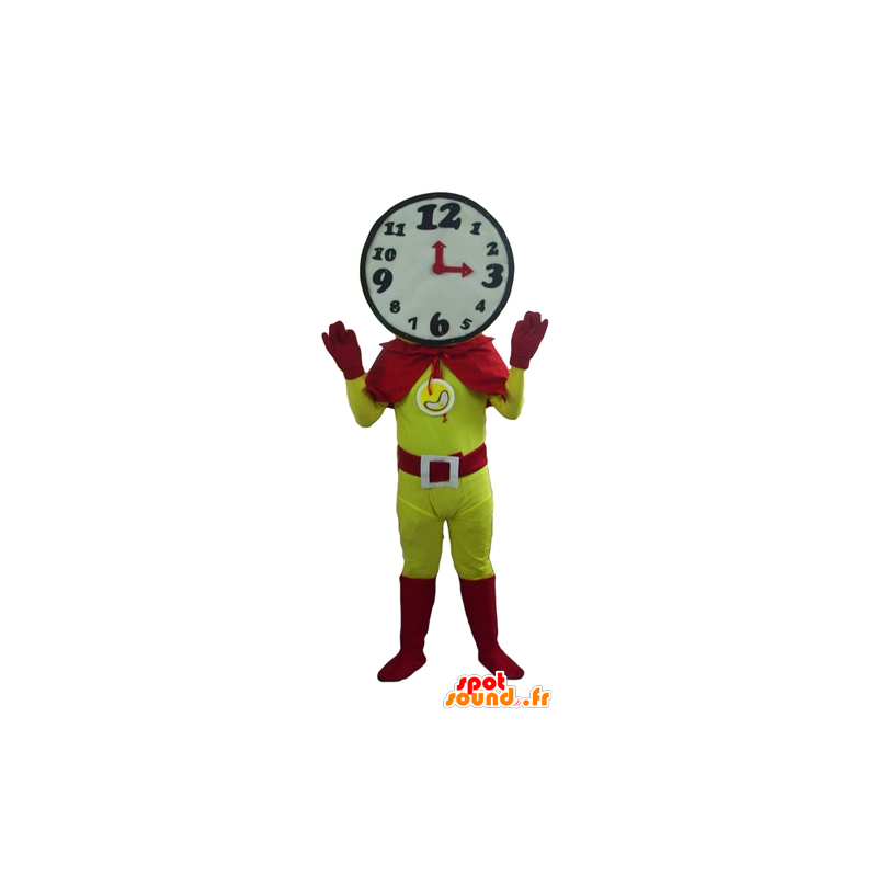 Superhero mascot with a clock shaped head - MASFR24277 - Superhero mascot