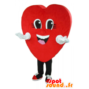 Mascot red heart, giant and smiling - MASFR24280 - Valentine mascot