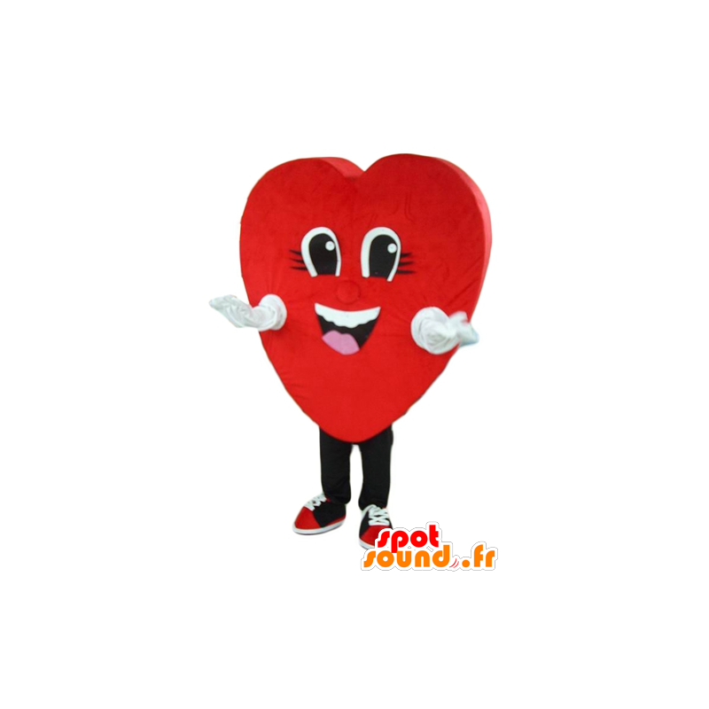 Cuore rosso della mascotte, gigante e sorridente - MASFR24280 - Valentine mascotte