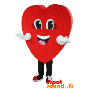 Coração vermelho mascote, gigante e sorrindo - MASFR24280 - mascote dos namorados