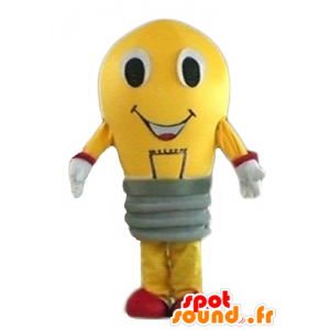 Gele lamp mascotte en rode reus - MASFR24283 - mascottes Bulb