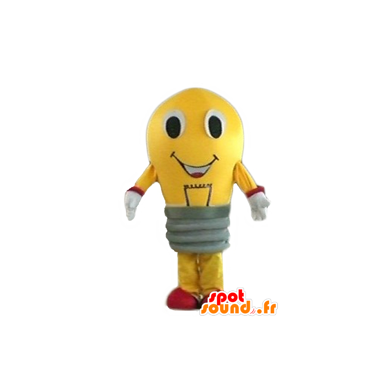 Mascotte d'ampoule jaune et rouge, géante - MASFR24283 - Mascottes Ampoule