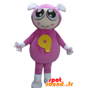 Da mascote da menina, com uma combinação rosa com duas orelhas - MASFR24285 - Mascotes Boys and Girls