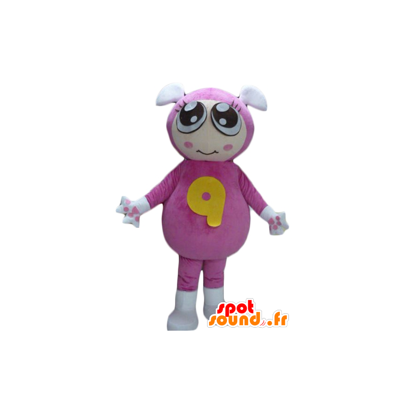 Da mascote da menina, com uma combinação rosa com duas orelhas - MASFR24285 - Mascotes Boys and Girls