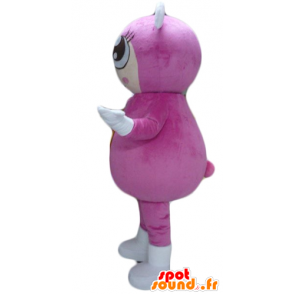 Flickamaskot, med en rosa jumpsuit med 2 öron - Spotsound maskot
