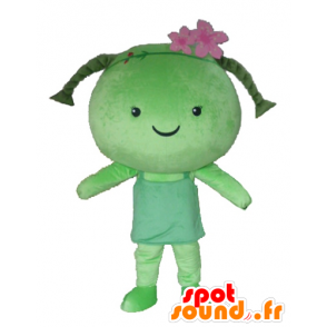 Meisje mascotte met vlechten, groene pop, reuze - MASFR24287 - Mascottes Boys and Girls