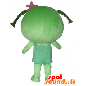 Meisje mascotte met vlechten, groene pop, reuze - MASFR24287 - Mascottes Boys and Girls