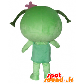 Meisje mascotte met vlechten, groene pop, reuze - MASFR24287 - Mascottes Boys and Girls