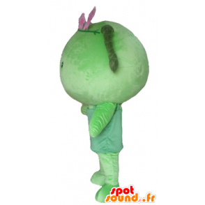Pigemaskot med fletninger, grøn dukke, kæmpe - Spotsound maskot
