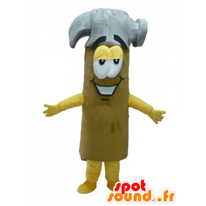 Giallo martello mascotte, grigio e marrone, gigante - MASFR24290 - Mascotte di oggetti