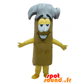 Giallo martello mascotte, grigio e marrone, gigante - MASFR24290 - Mascotte di oggetti