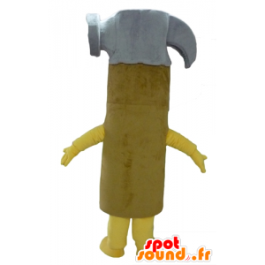 Giallo martello mascotte, grigio e marrone, gigante - MASFR24290 - Mascotte di oggetti