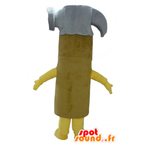 Giallo martello mascotte, grigio e marrone, gigante - MASFR24290 - Mascotte di oggetti