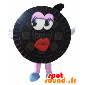 Maskotti Oreo, musta kakku ympärillä, - MASFR24291 - Mascottes de patisserie