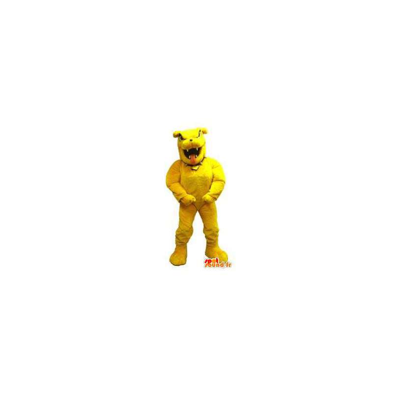 黄色いブルドッグのマスコット。ブルドッグコスチューム-MASFR006653-犬のマスコット