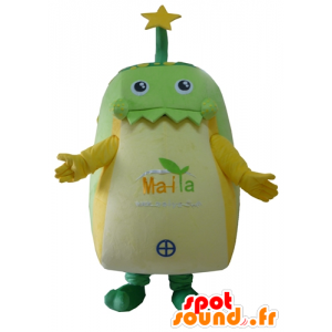 Grønn mann maskot, gule erter, gigantiske - MASFR24294 - Ikke-klassifiserte Mascots
